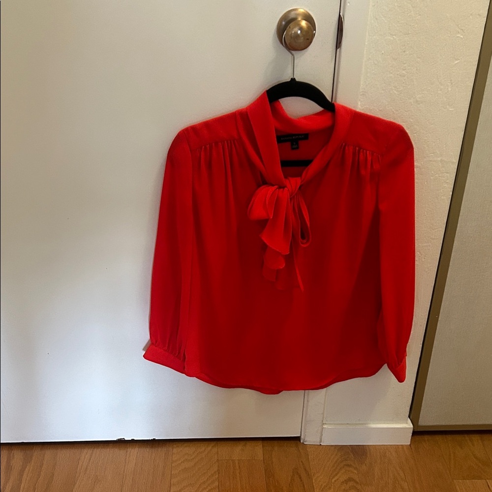 Banana Republic Red Tie-Neck Blouse - Women Tops